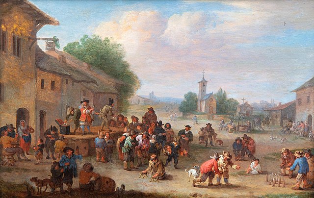 Iloinen kylämaisema (1655-1719, Pieter Bout).