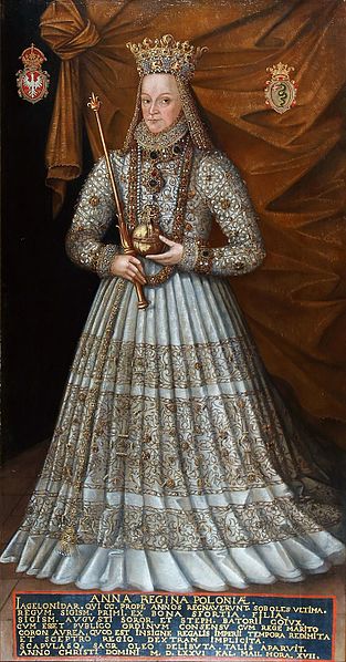 Anna Jagellonica kruunajaisasussa, Marcin Kober 1576. Kuva: Wikimedia Commons