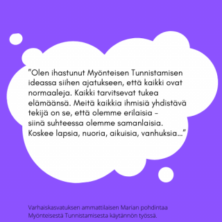 Myönteinen Tunnistaminen varhaiskasvatuksen ammattilaisen näkökulmasta