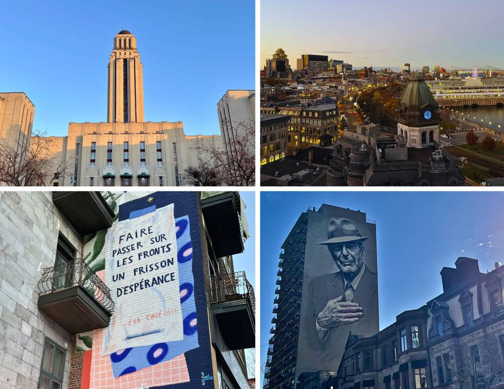 The Main Building of Université de Montréal, the Old Port and murals of Montreal. Photos Karoliina Karppinen