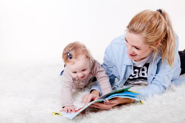 Mother and baby interacting