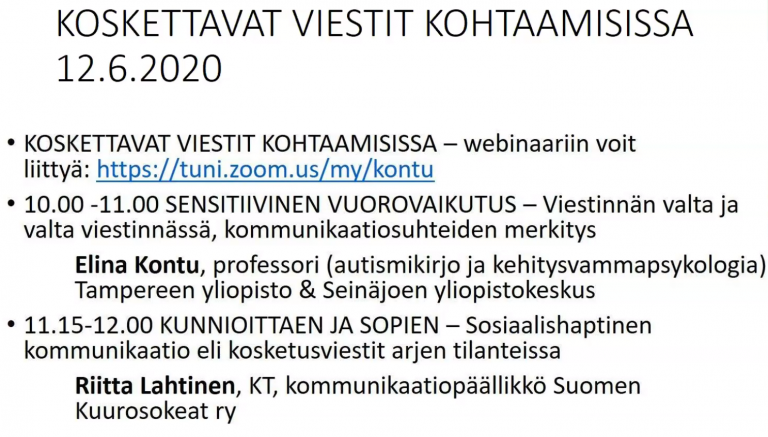 Koskettavat viestit kohtaamisissa