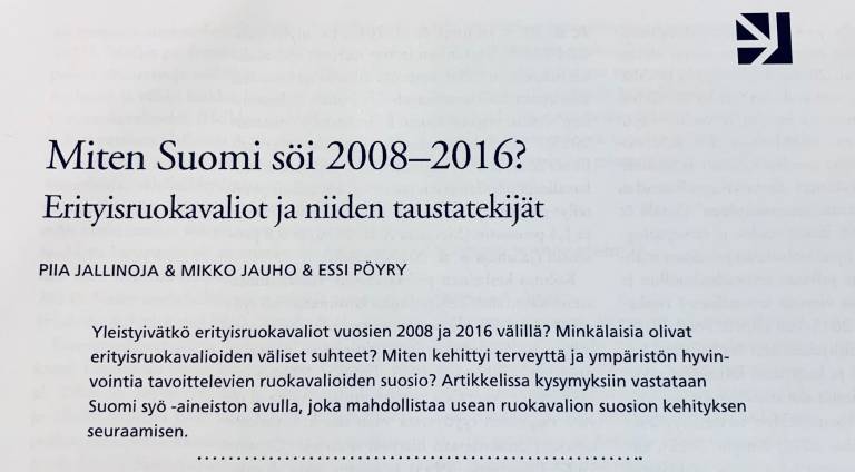 Tutkimusartikkelin ensimmäisen sivun tekstiä.