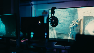 A set of gaming computers.