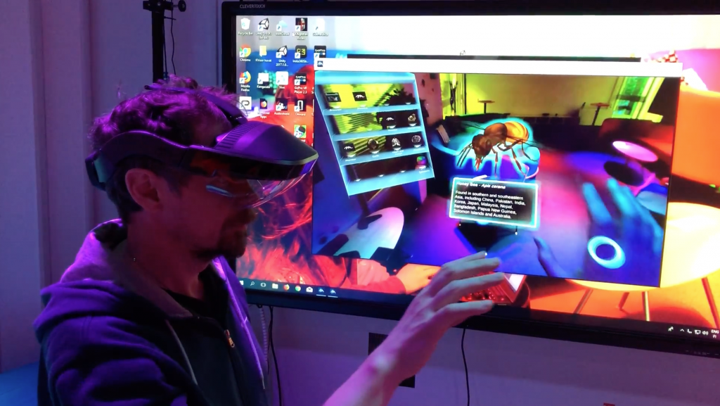 Senior Research Fellow Jari Kangas using the Meta2 headset