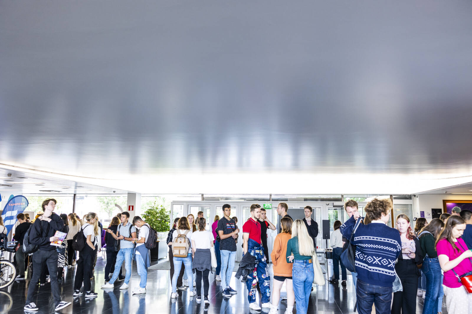 Crowd in the TUNI main building lobby.