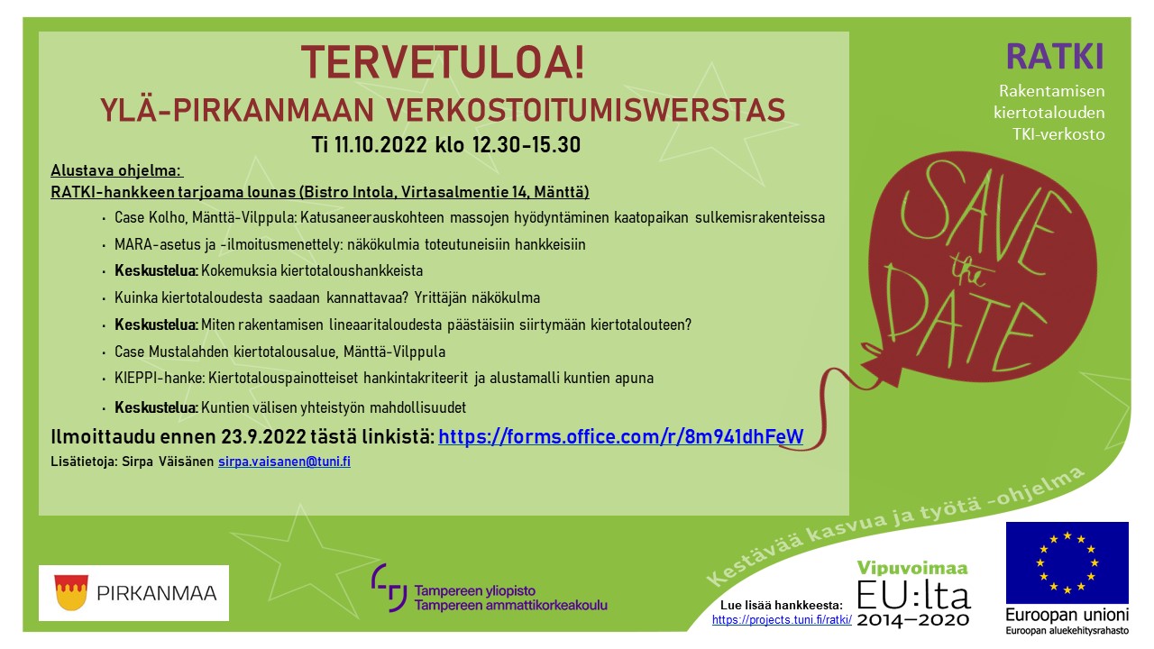 Kutsu rakentamisen kiertotalouden verkostoitumiswerstaaseen