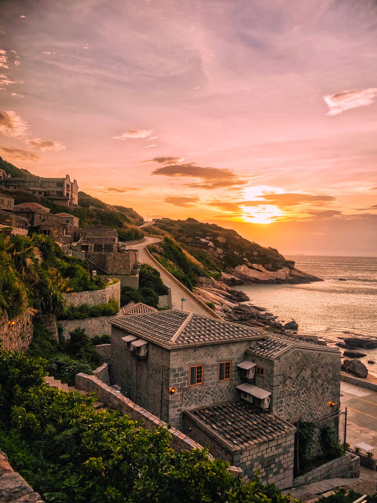 picture of sunset on matsu island, taiwan