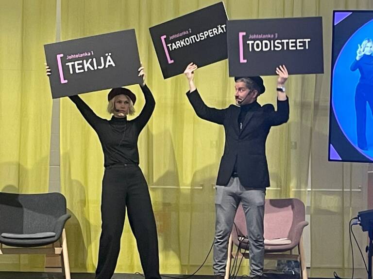 Iina Hautala and Aleksi Kauppinen in the roles of the Funky Facts detectives