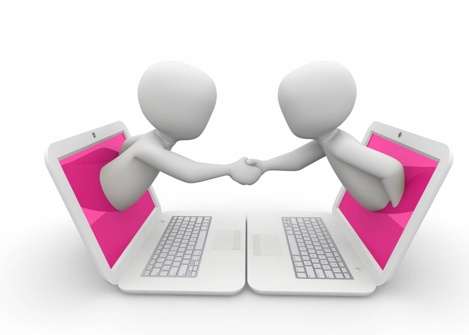 Picture of 2 people connecting via computers