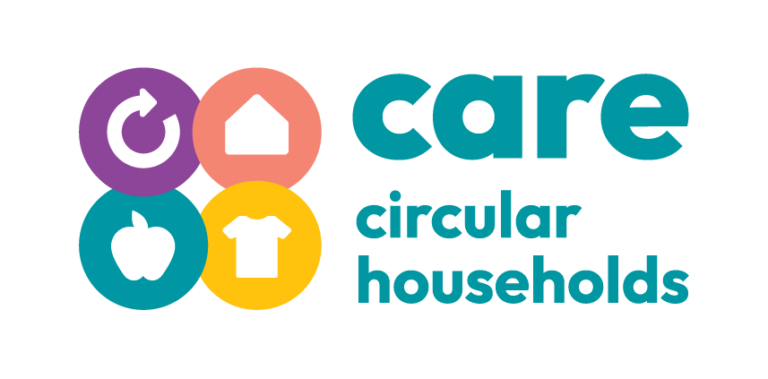A logo with 4 dots and text