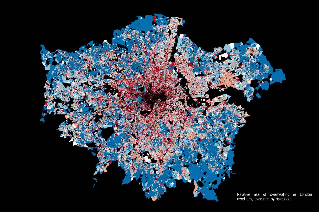 Modelled results showing the risk of overheating across London