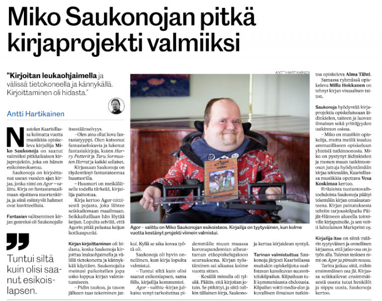 Lehtiartikkeli Miko Saukonojasta