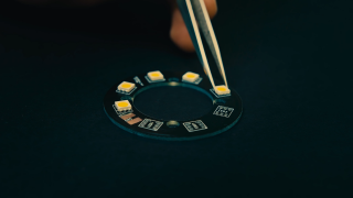 A chip attached to a circuit board.
