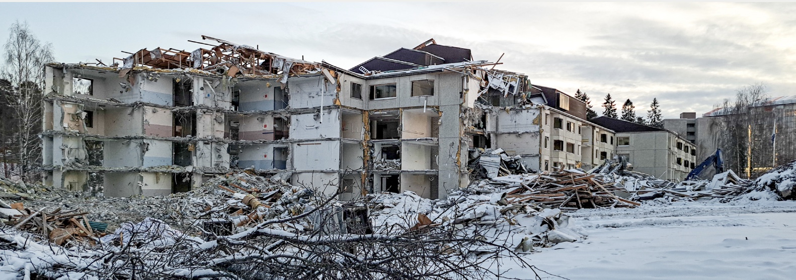 A picture of a building being demolished