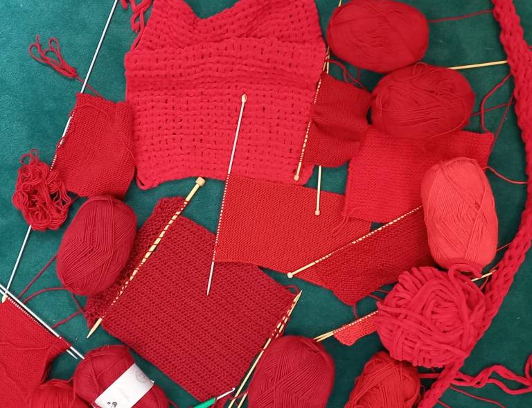 red knitting