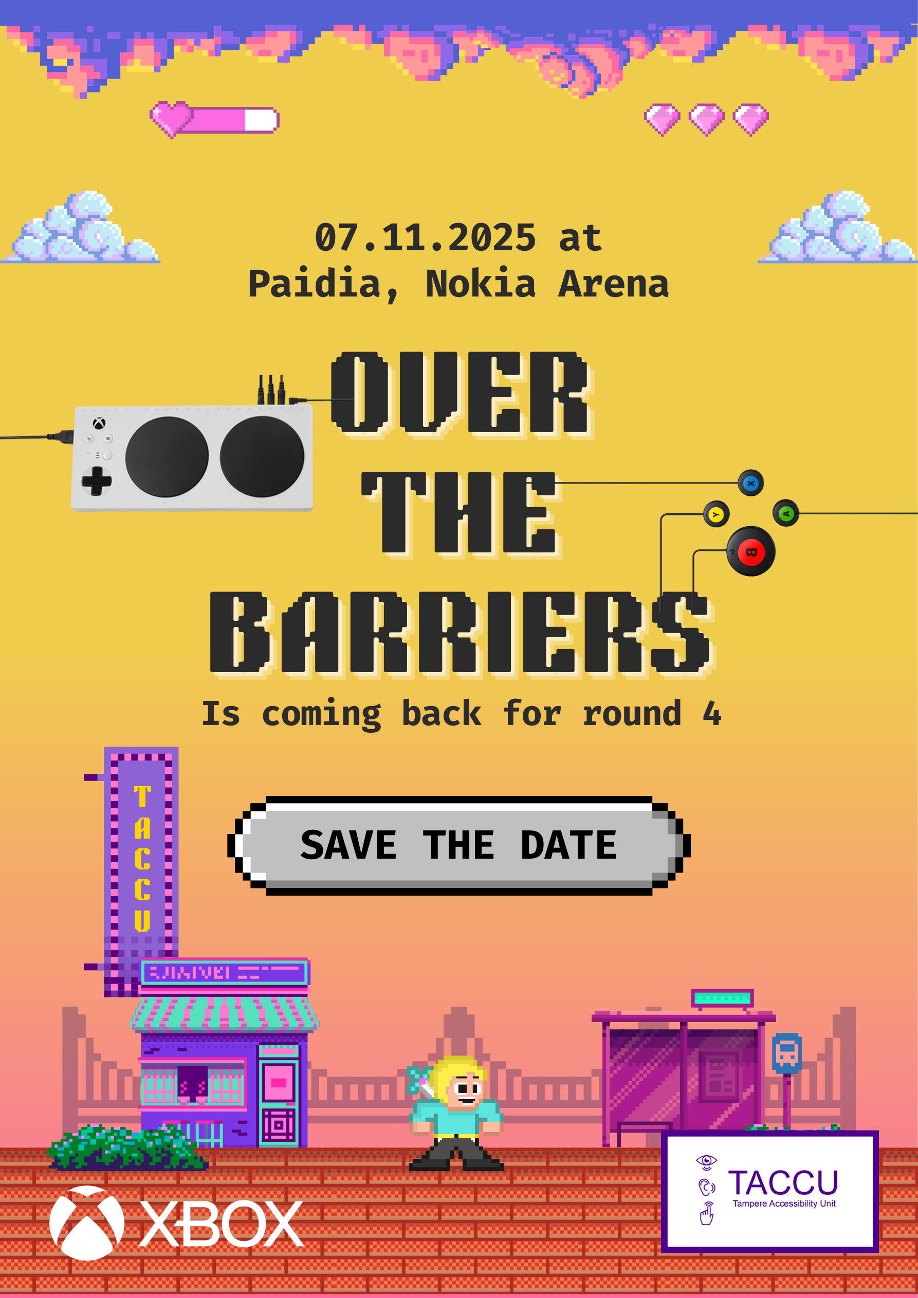 Over the Barriers - save the date add. 07.11.2025 at Paidia, Nokia Arena.