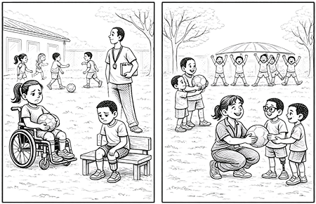 As an example, especially in the context of physical education, it is easy to separate students with physical disabilities from their peers and assign activities with little educational value. Practices easily reflect a performance-focused curriculum that prioritizes traditional sports and treats disability as an individual limitation rather than a need for adaptation. As a result, students may experience marginalization, limited participation, and reduced confidence.