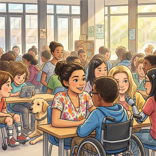 many different students sitting in a a classroom together