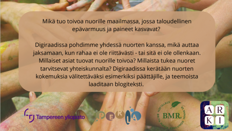 Kuva käsistä ja teksti, jossa kerrotaan Digiraadista.