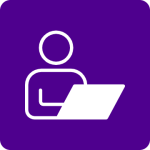 An icon of a person with a computer