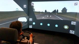 One person in a driving lab environment