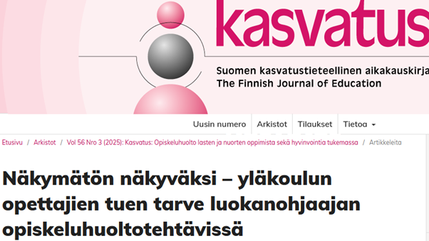 Näkymätön näkyväksi – yläkoulun opettajien tuen tarve luokanohjaajan opiskeluhuoltotehtävissä