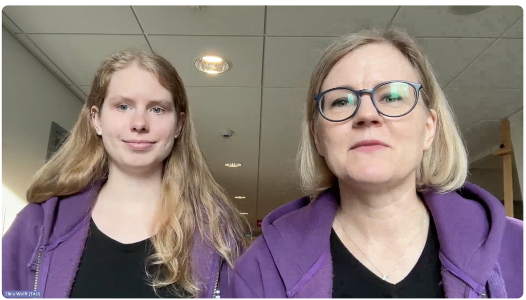 Elina Wolff ja Elina Kuusiston youtube videon esittelydiassa.