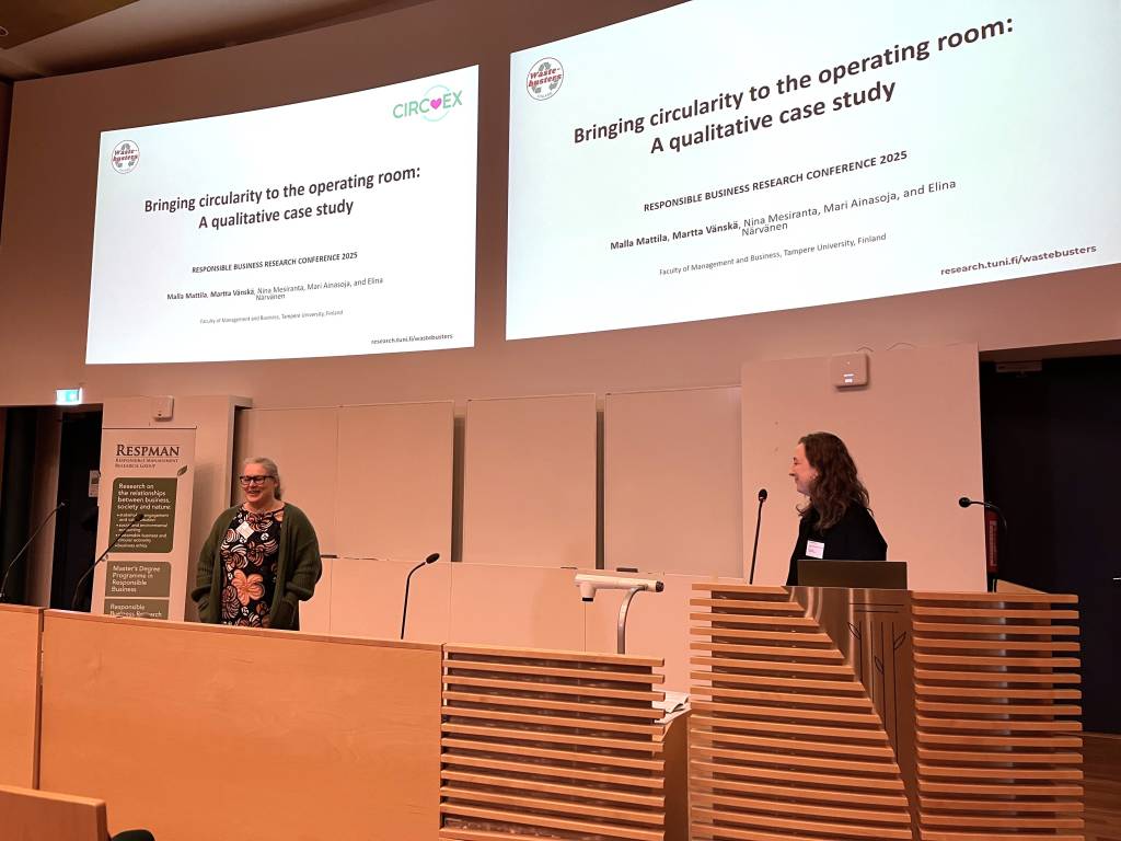 Two reserachers presenting