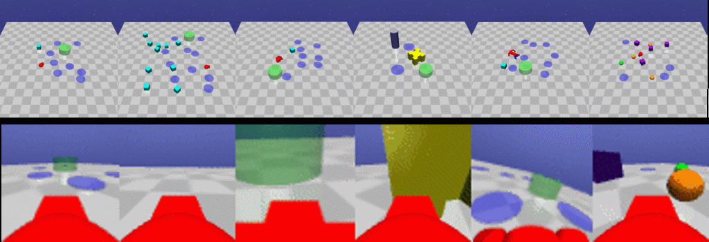 Image of a simulation where a robot navigates through obstacles.