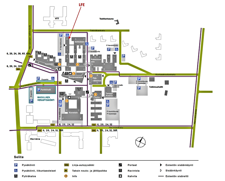 The map of Tampere University Hervanta Campus