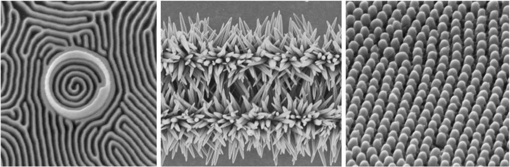 Electron microcopy images of self-assembled nanostructures
