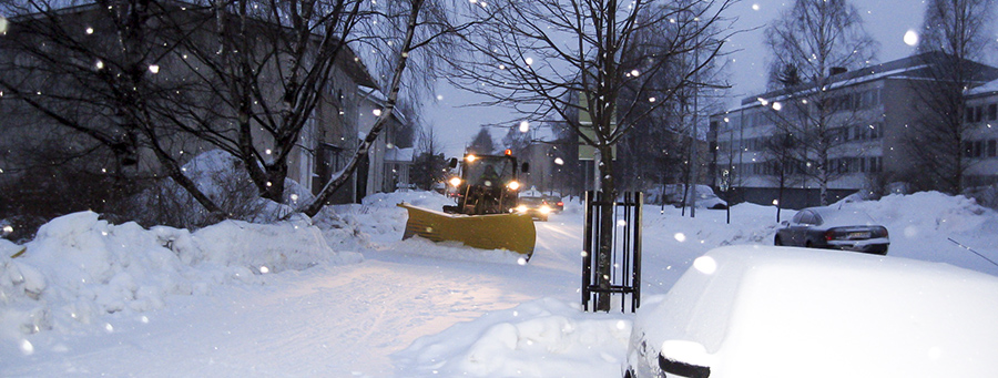 Plow in snowy scene