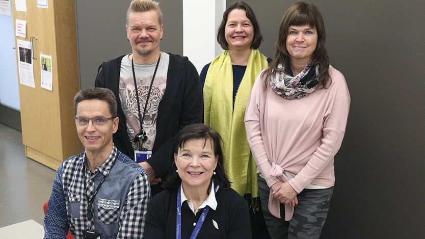 Kuvassa CBA-tutkimusryhmä eli Erkki Kiviniemi, Mikael Lindell, Ulla Häggblom, Silja Kostia ja Riitta Vihuri.