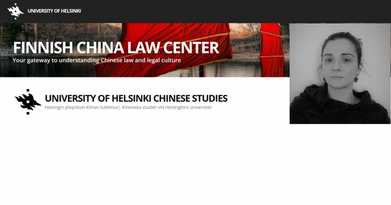 Collage of Uni. Helsinki Finnish China Law Center & Chinese Studies logos and pic of Dusica Ristivojevic