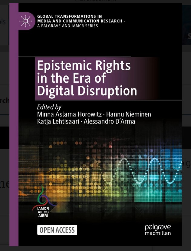 Cover of book "Epistemic Rights in the Era of Digital Disruption"