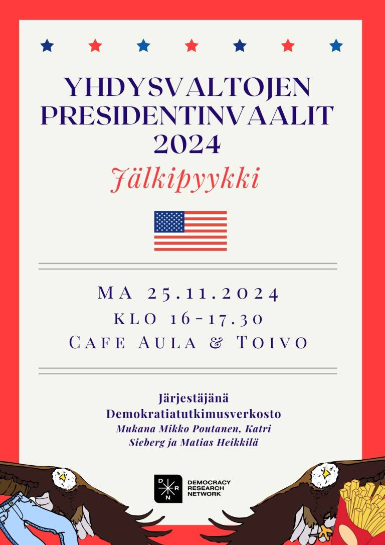 USA jälkipyykki 25.11.2024 klo 16, Cafe Aula & Toivo