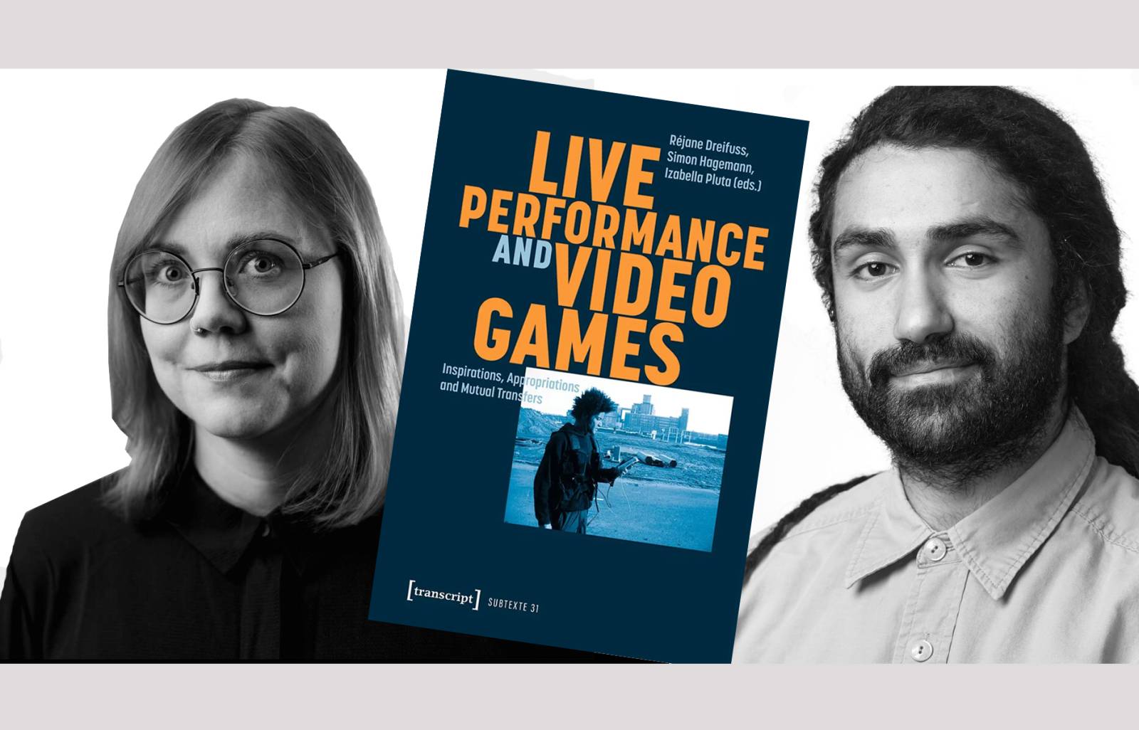 Marleena Huuhka and Harold Hejazi and cover of Live Performance and Video Games book