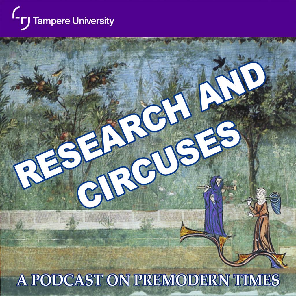 Podcastin logo, jossa lukee "Research and Circuses"