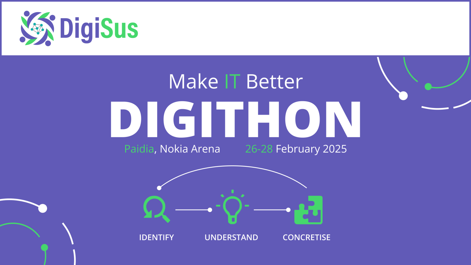 Make IT Better Digithon event advertisement with event information and location.