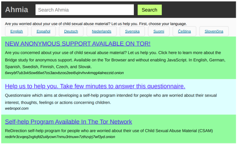 Survey available for those seeking CSAM on Tor.