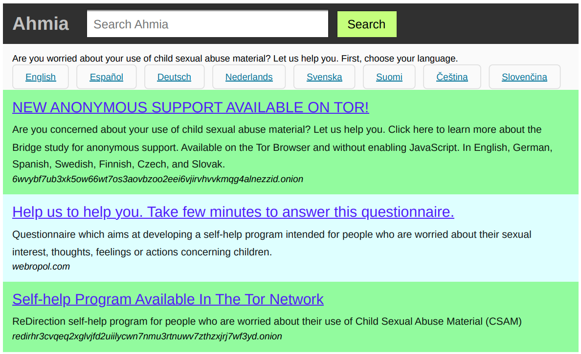 Survey available for those seeking CSAM on Tor.